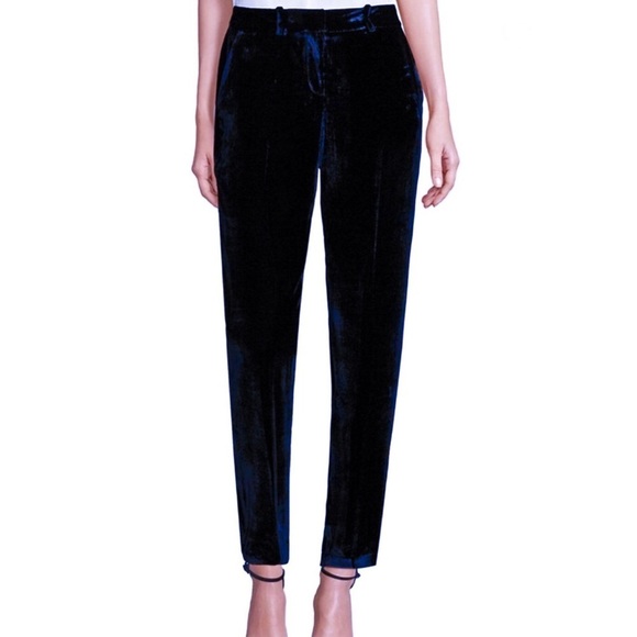 Elie Tahari Midnight Deep Blue Velvet Alana Pants - Picture 1 of 8